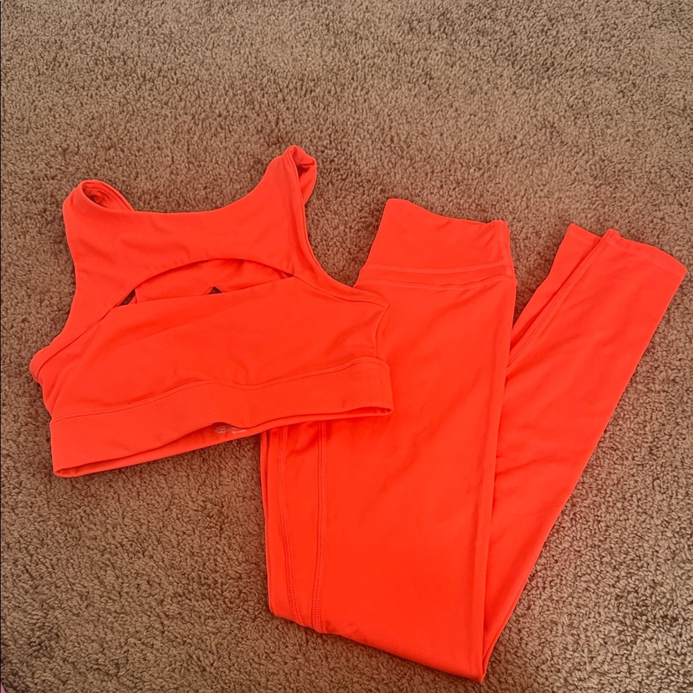 Vitality Neon Orange Sports Bra + Legging Set
